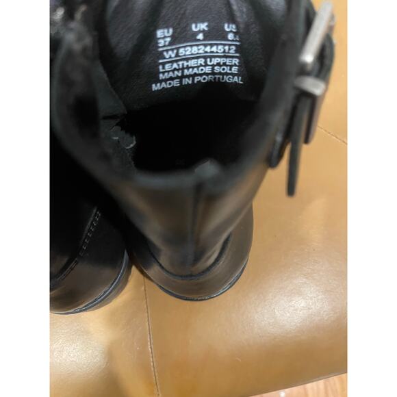 Chambers Womens Leather combat Moto Boot Black Buckles Made in Portugal Size 6.5 - Picture 3 of 8